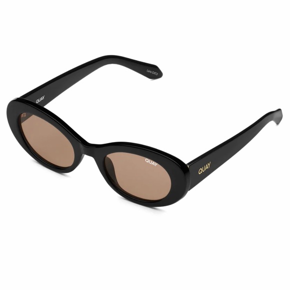 QUAY Show Up Sunglasses Black Frame Brown Lenses - Picture 2 of 10